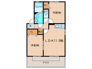 セジュ－ル赤間(7･8号室)の物件間取画像